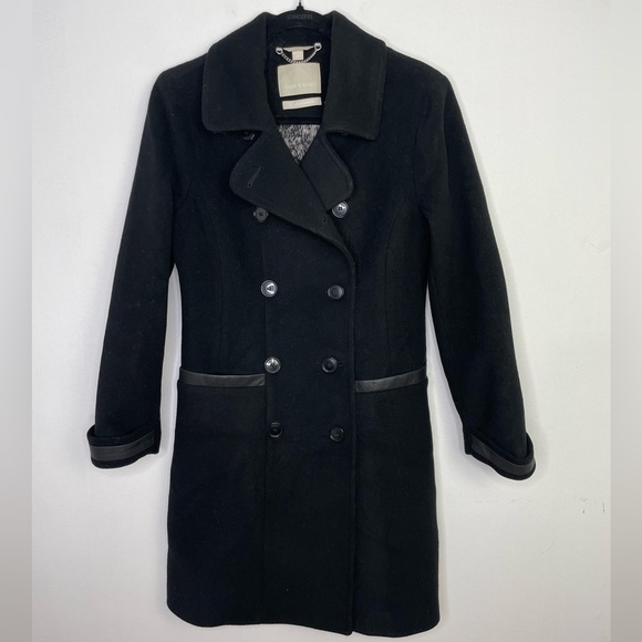 Soia & Kyo wool cashmere classic black coat - Picture 1 of 10